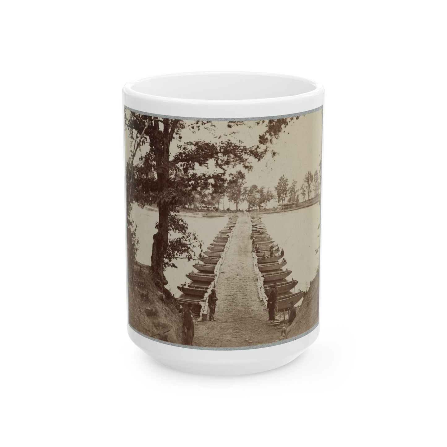 Army Of The James, Pontoon Bridges Across James River At Deep Bottom And Varina 002 (1) (U.S. Civil War) White Coffee Mug