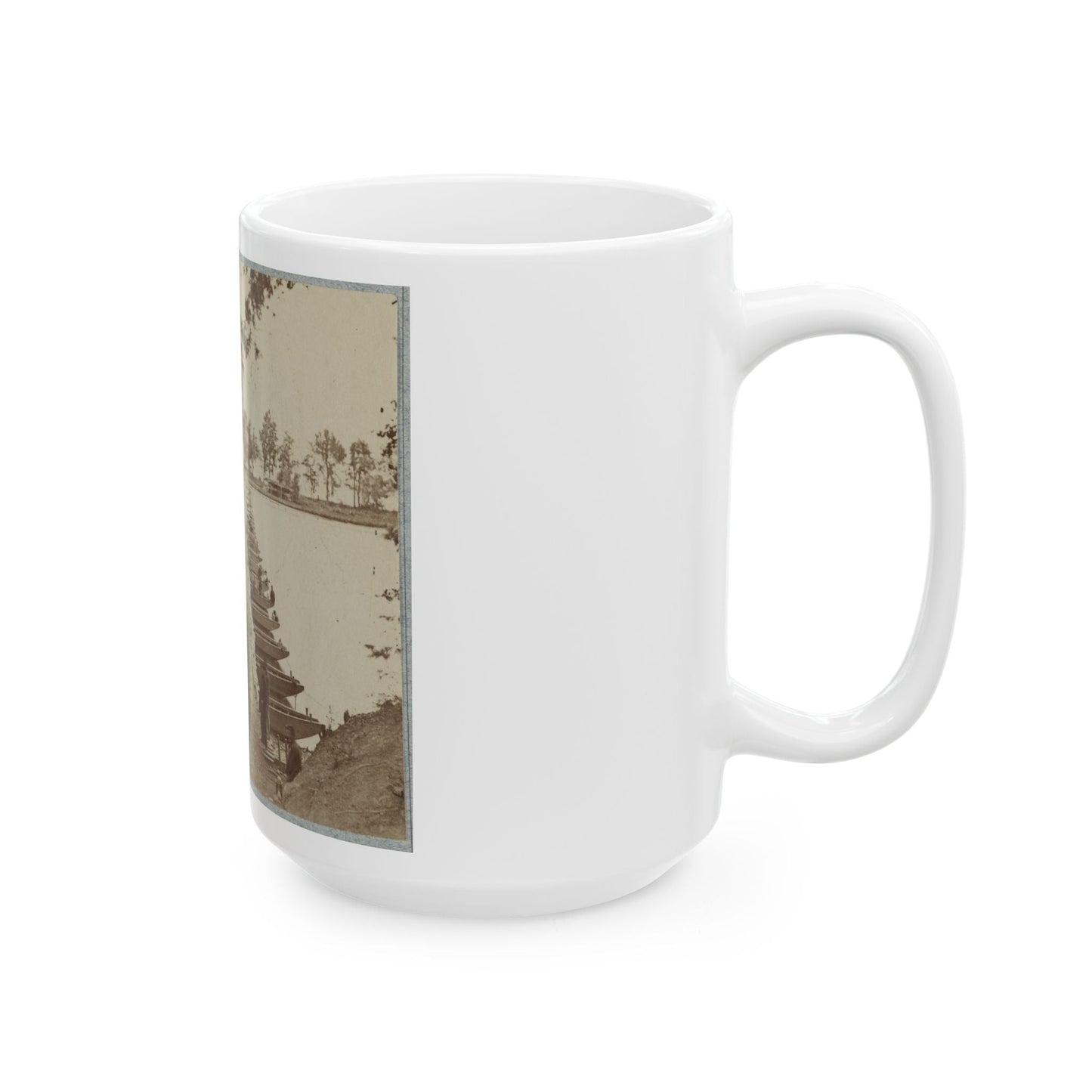 Army Of The James, Pontoon Bridges Across James River At Deep Bottom And Varina 002 (1) (U.S. Civil War) White Coffee Mug