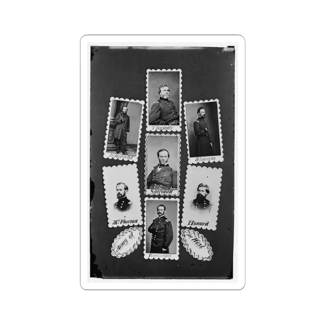 Army of the West  Schofield, Thomas, Slocum, Mcpherson, Sherman, Howard, and Rousseau(2) (U.S. Civil War) STICKER Vinyl Kiss-Cut Decal 4 Inch White - The Sticker Space
