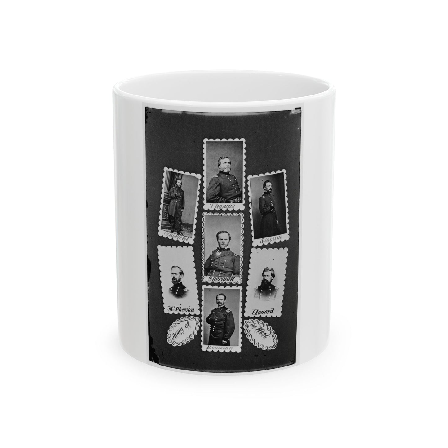 Army Of The West  Schofield, Thomas, Slocum, Mcpherson, Sherman, Howard, And Rousseau(2) (U.S. Civil War) White Coffee Mug