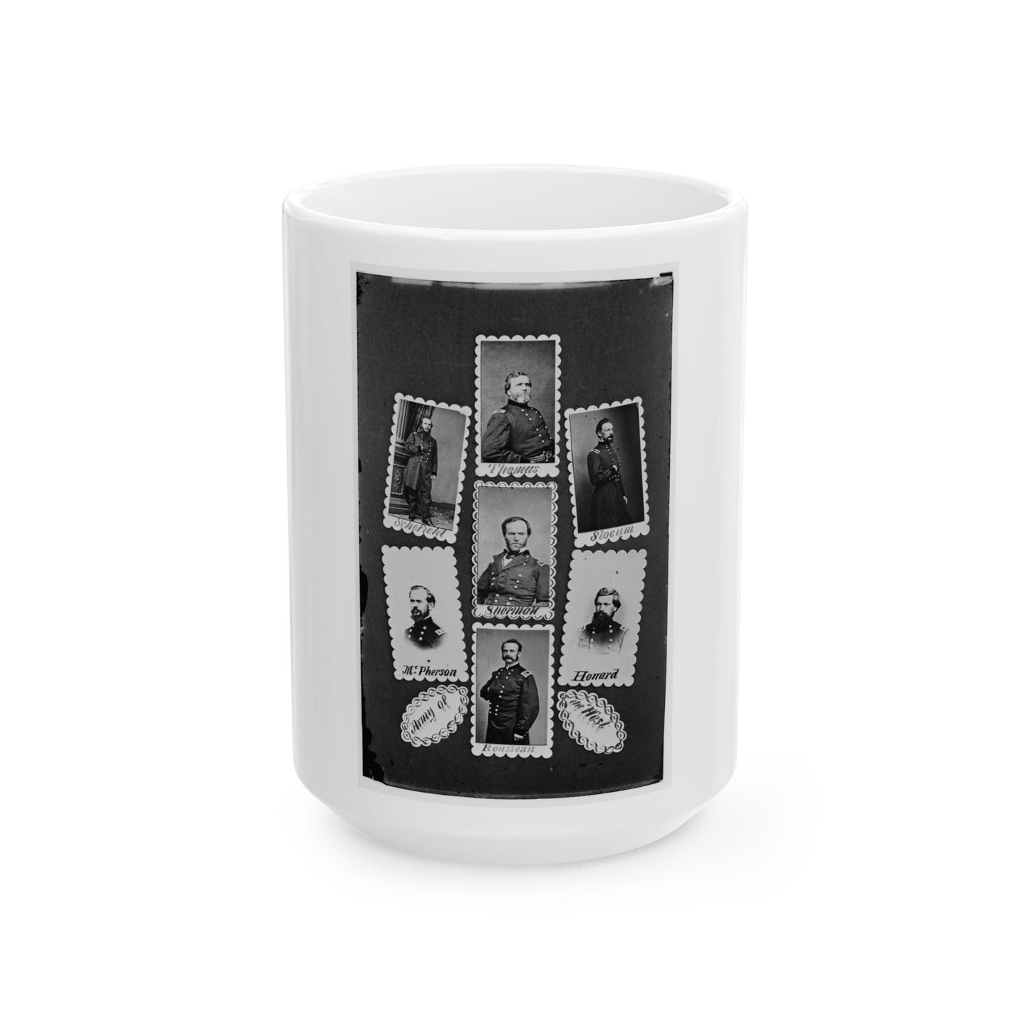 Army Of The West  Schofield, Thomas, Slocum, Mcpherson, Sherman, Howard, And Rousseau(2) (U.S. Civil War) White Coffee Mug