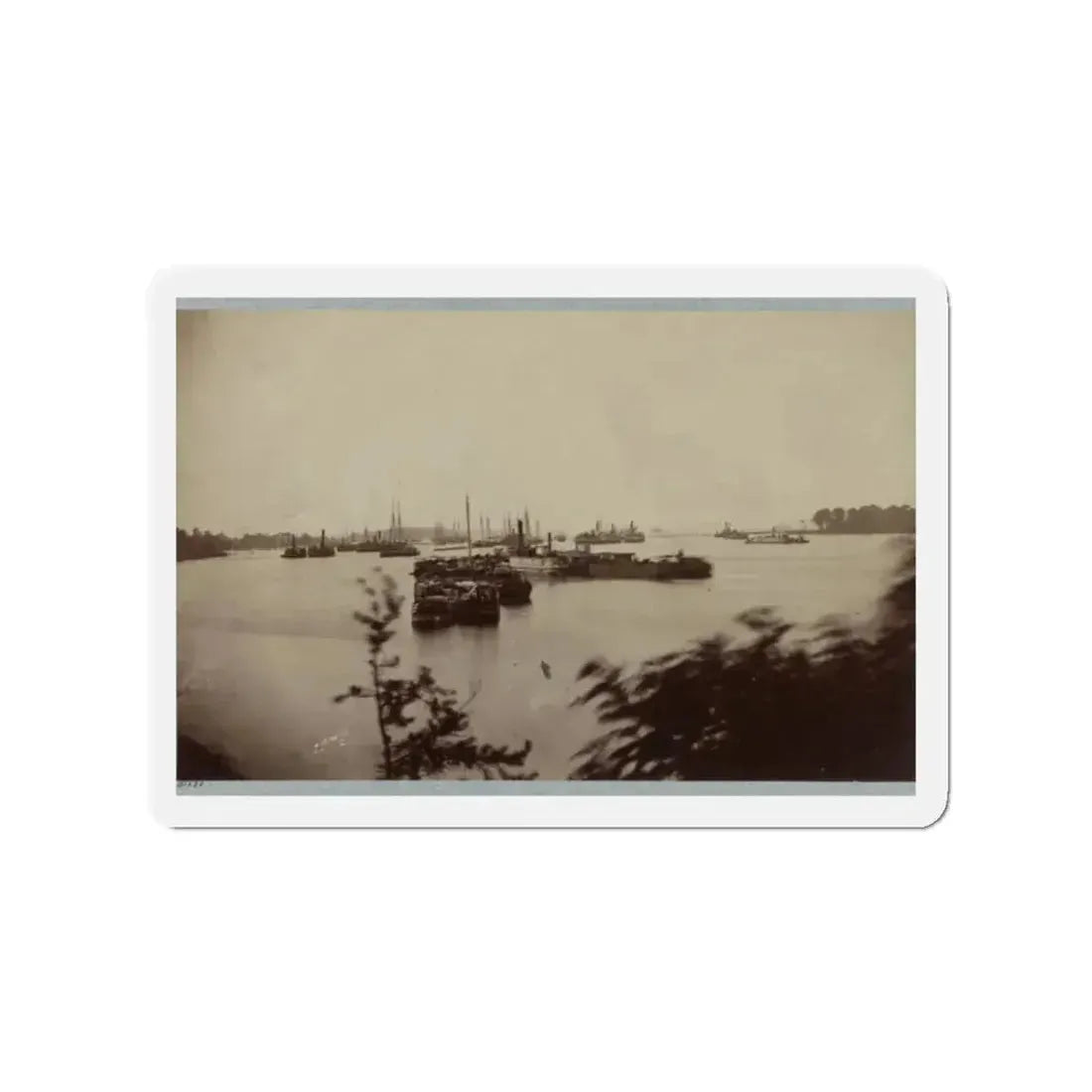 Army Transports In James River, Va. Near Deep Bottom 001 (U.S. Civil War) Refrigerator Magnet 2 Inch Die-Cut - The Sticker Space
