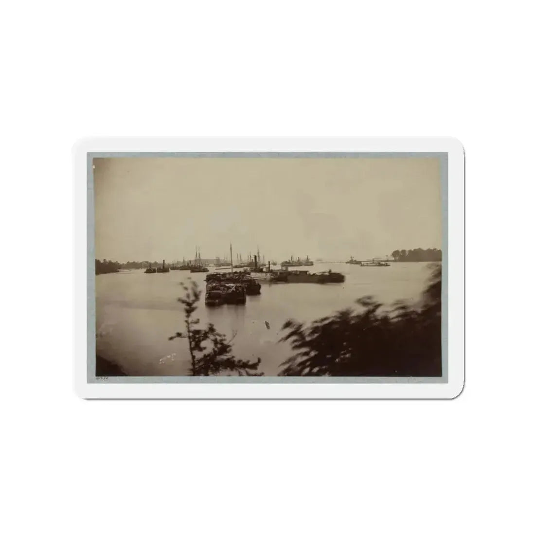 Army Transports In James River, Va. Near Deep Bottom 001 (U.S. Civil War) Refrigerator Magnet 3 Inch Die-Cut - The Sticker Space