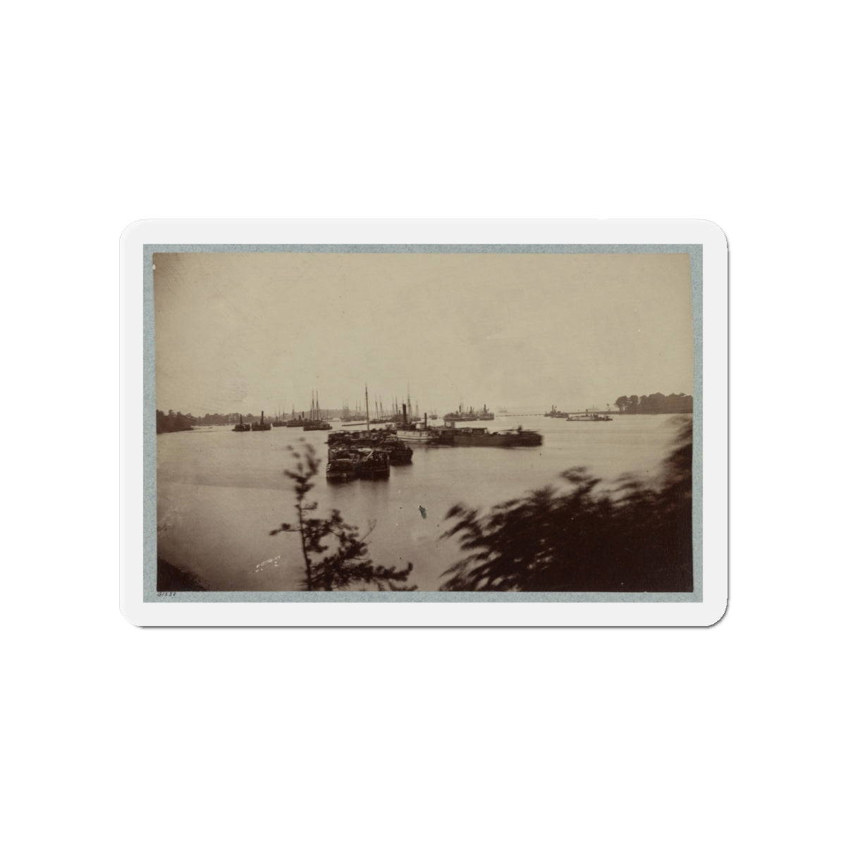 Army Transports In James River, Va. Near Deep Bottom 001 (U.S. Civil War) Refrigerator Magnet-4" x 4"-The Sticker Space