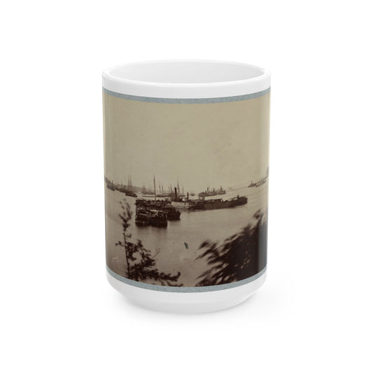 Army Transports In James River, Va. Near Deep Bottom 001 (U.S. Civil War) White Coffee Mug-15oz-The Sticker Space