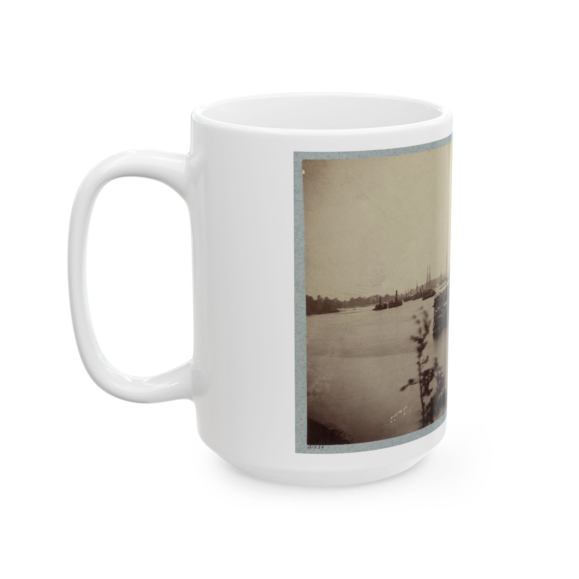 Army Transports In James River, Va. Near Deep Bottom 001 (U.S. Civil War) White Coffee Mug-The Sticker Space