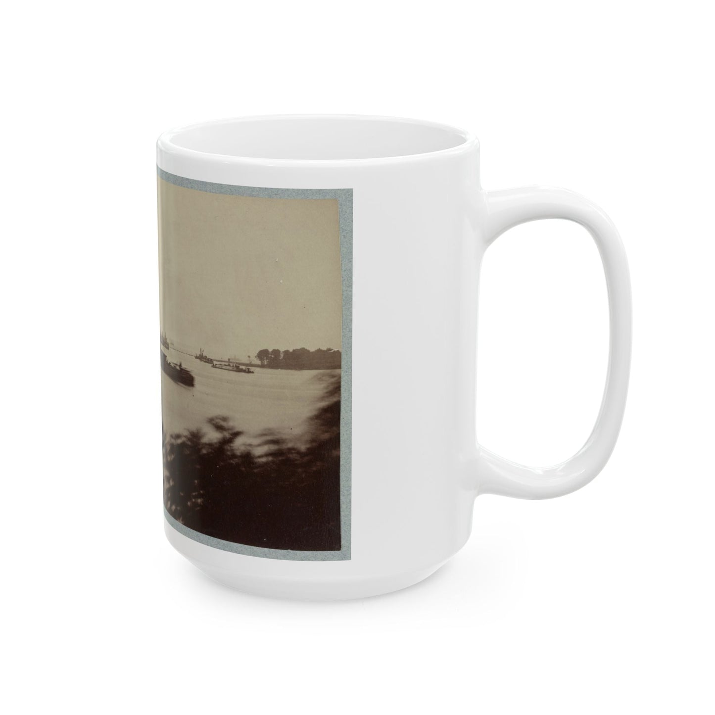 Army Transports In James River, Va. Near Deep Bottom 001 (U.S. Civil War) White Coffee Mug-The Sticker Space