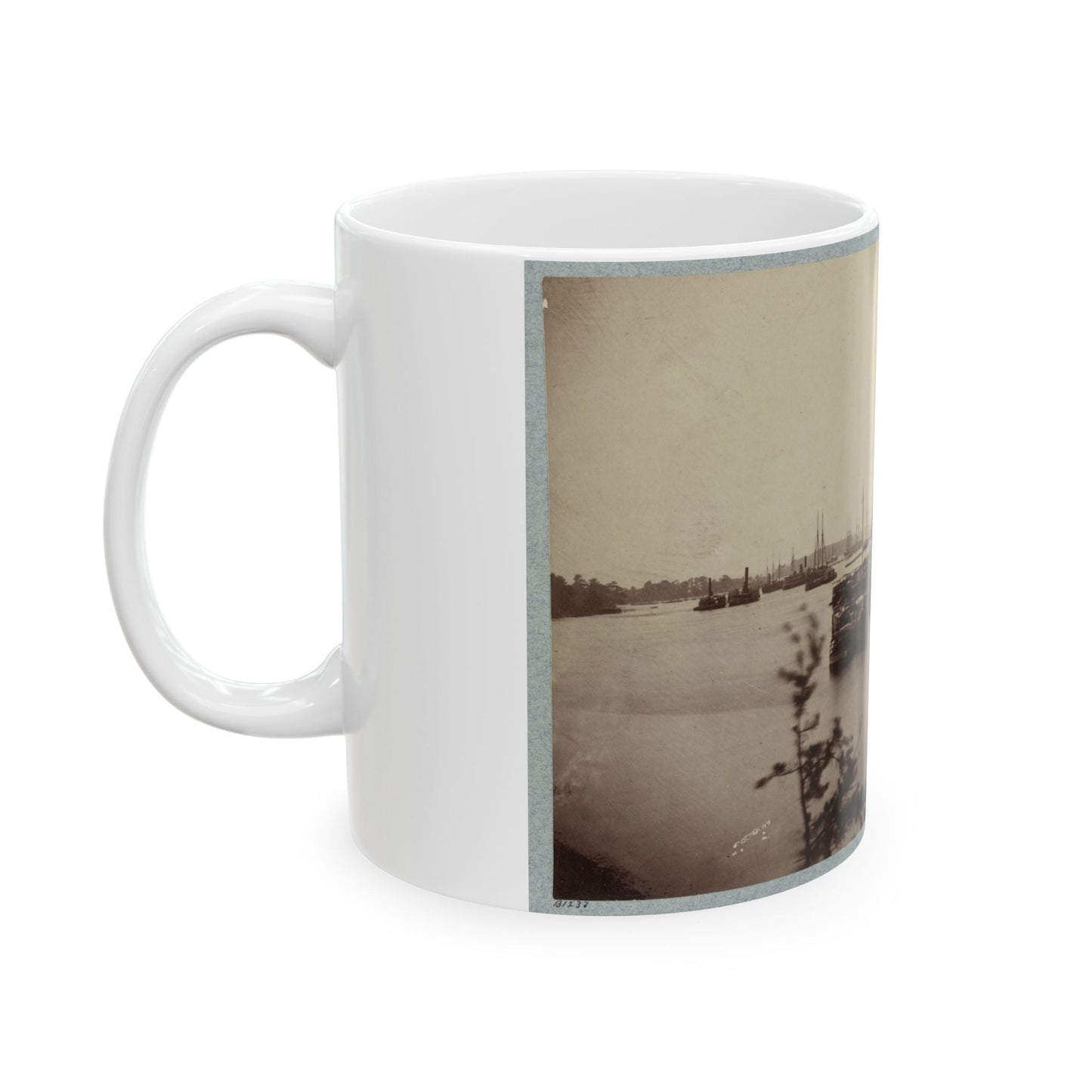 Army Transports In James River, Va. Near Deep Bottom 001 (U.S. Civil War) White Coffee Mug-The Sticker Space