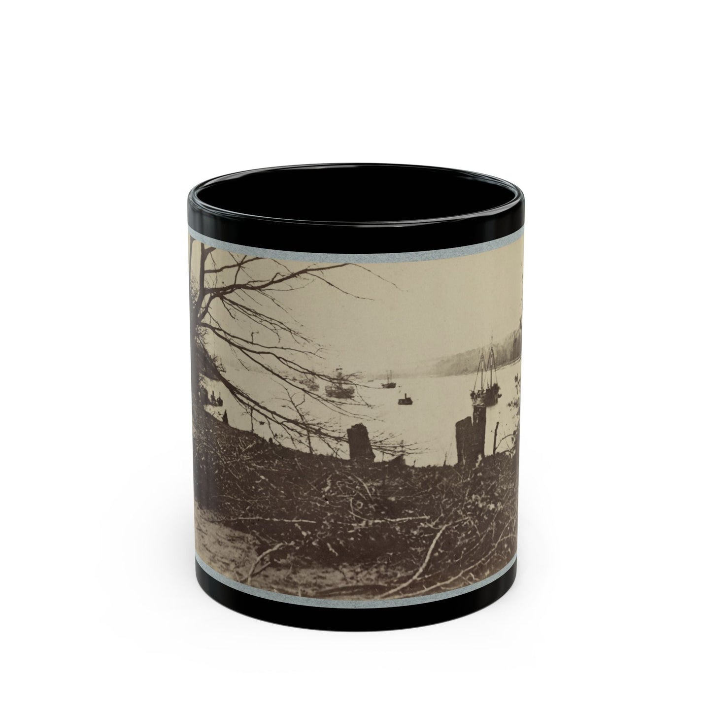 Army Transports In James River, Va. Near Deep Bottom (U.S. Civil War) Black Coffee Mug