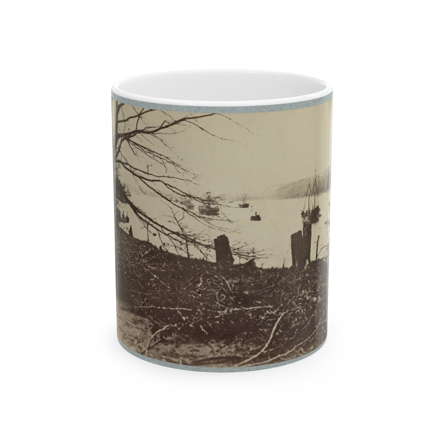 Army Transports In James River, Va. Near Deep Bottom (U.S. Civil War) White Coffee Mug