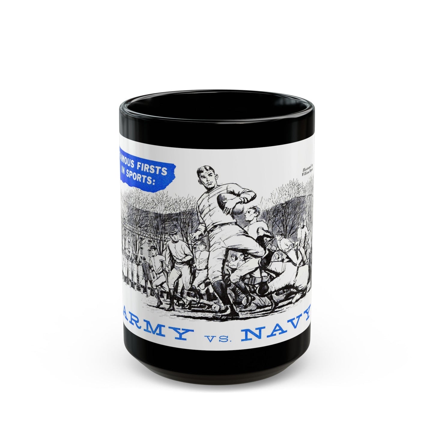 Army vs. Navy, Bluebook Magazine, November 1955 - Black Coffee Mug-15oz-The Sticker Space