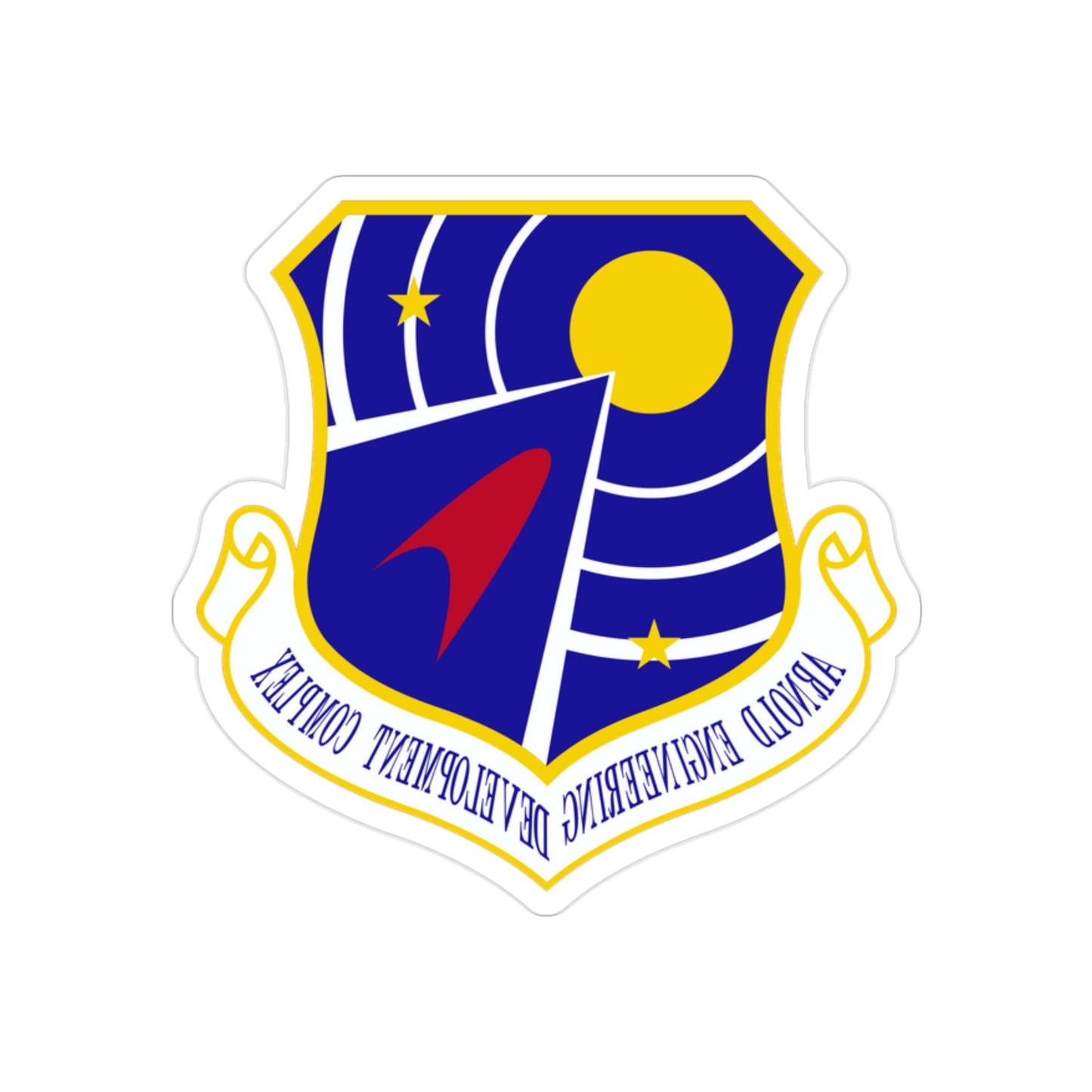 Arnold Engineering Development Complex (U.S. Air Force) REVERSE PRINT Transparent STICKER-2" × 2"-The Sticker Space