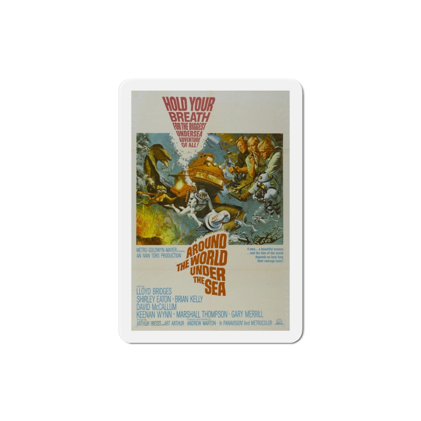 Around the World Under the Sea 1966 Movie Poster Die-Cut Magnet-3 Inch-The Sticker Space