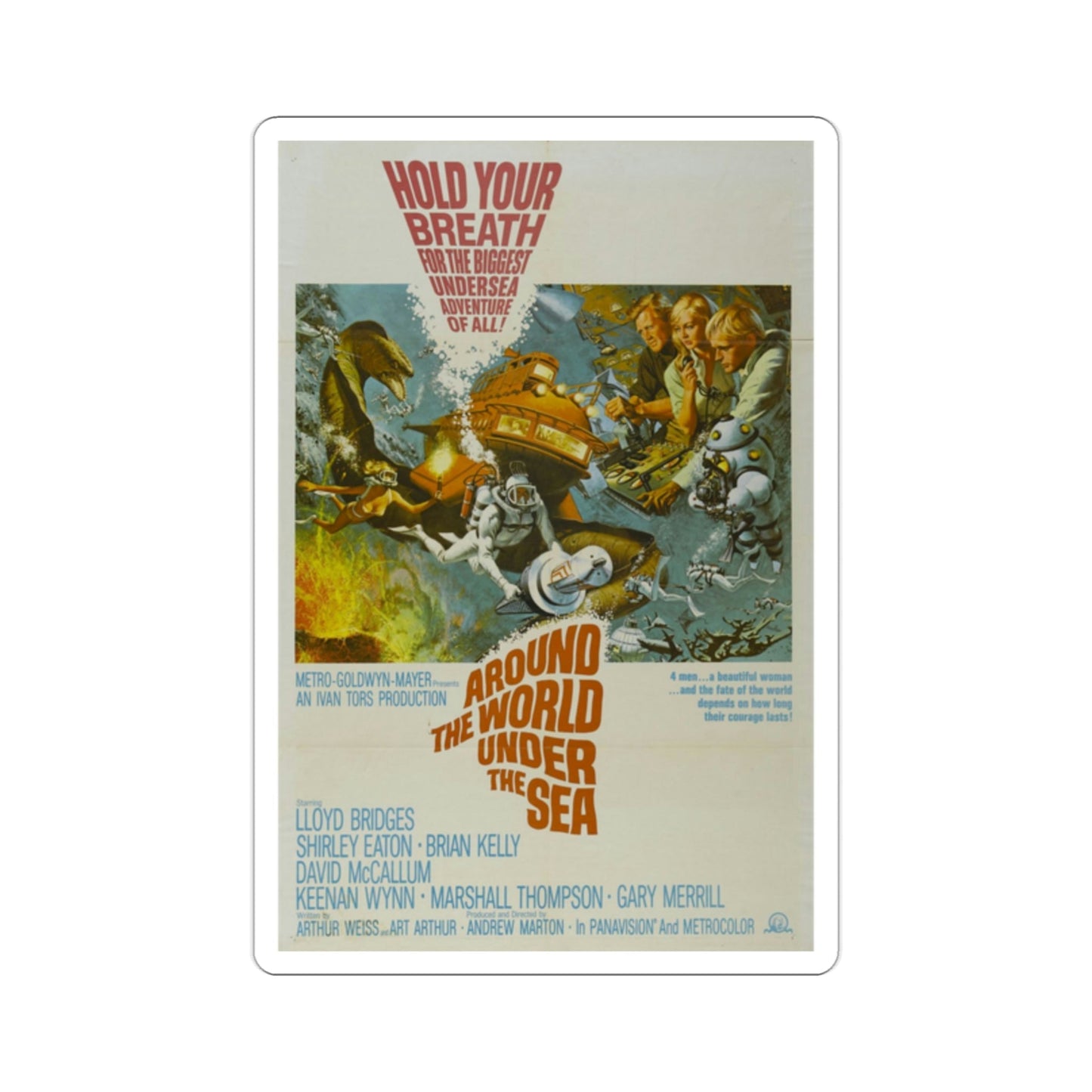 Around the World Under the Sea 1966 Movie Poster STICKER Vinyl Die-Cut Decal-2 Inch-The Sticker Space