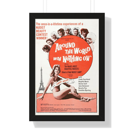 AROUND THE WORLD WITH NOTHING ON 1963 - Framed Movie Poster-16″ x 24″-The Sticker Space