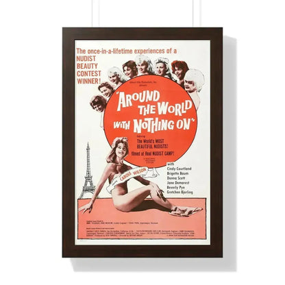AROUND THE WORLD WITH NOTHING ON 1963 - Framed Movie Poster 16″ x 24″ Walnut - The Sticker Space