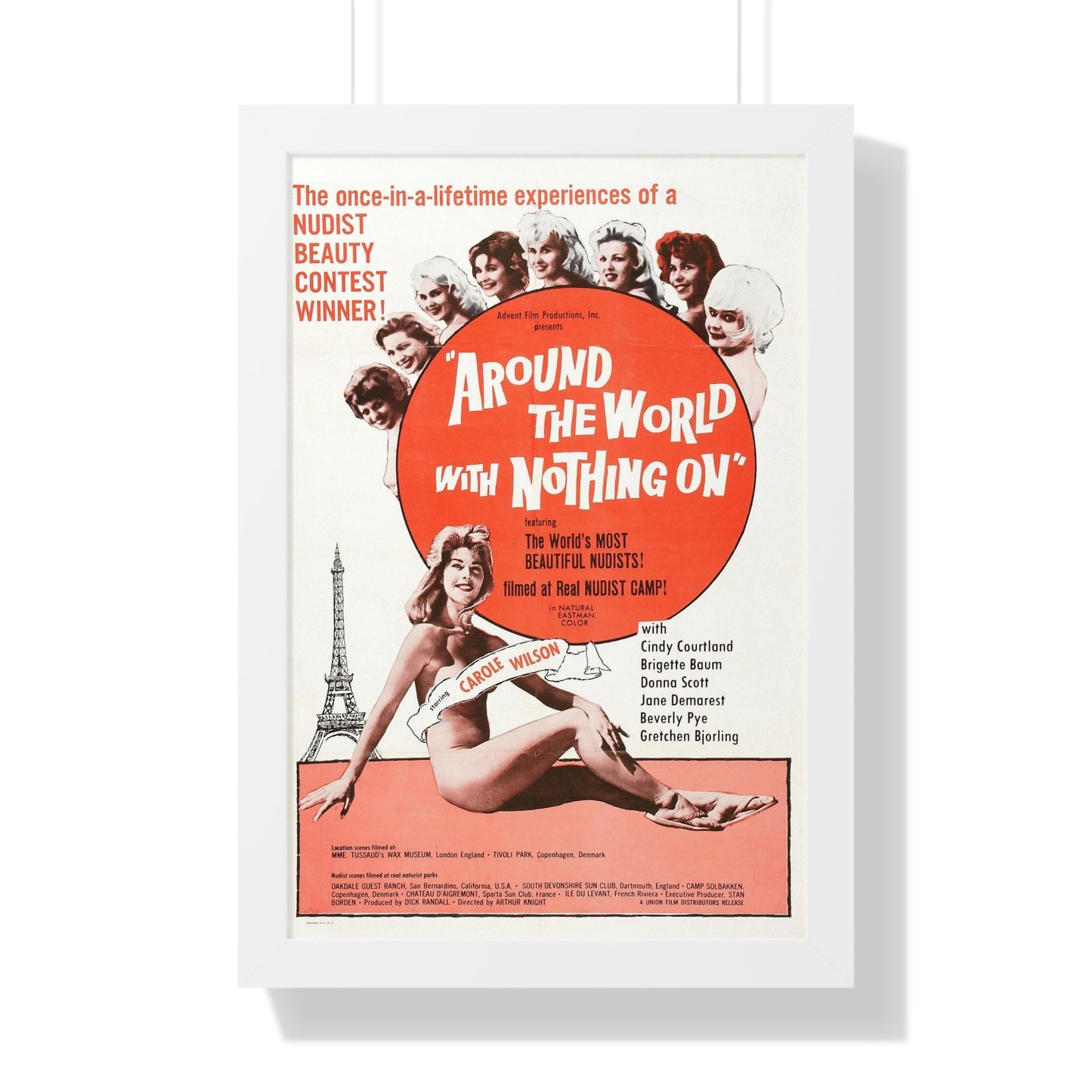 AROUND THE WORLD WITH NOTHING ON 1963 - Framed Movie Poster-16″ x 24″-The Sticker Space