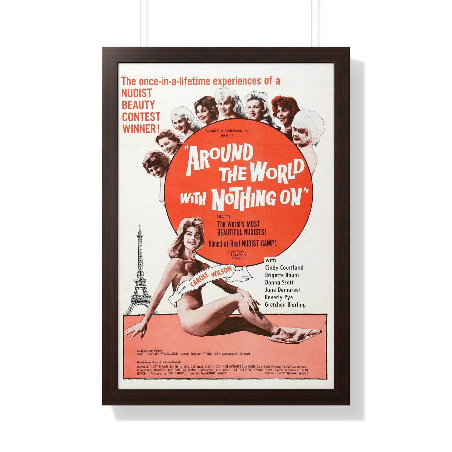 AROUND THE WORLD WITH NOTHING ON 1963 - Framed Movie Poster-20" x 30"-The Sticker Space