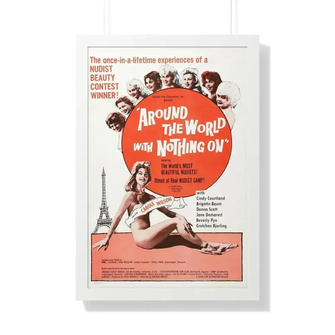 AROUND THE WORLD WITH NOTHING ON 1963 - Framed Movie Poster - The Sticker Space