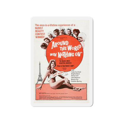 AROUND THE WORLD WITH NOTHING ON 1963 Movie Poster - Die-Cut Magnet-3" x 3"-The Sticker Space