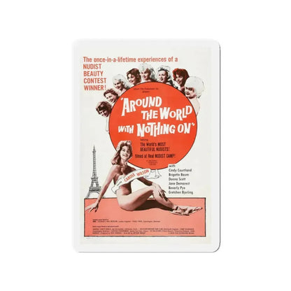 AROUND THE WORLD WITH NOTHING ON 1963 Movie Poster - Refrigerator Magnet 3 Inch - The Sticker Space