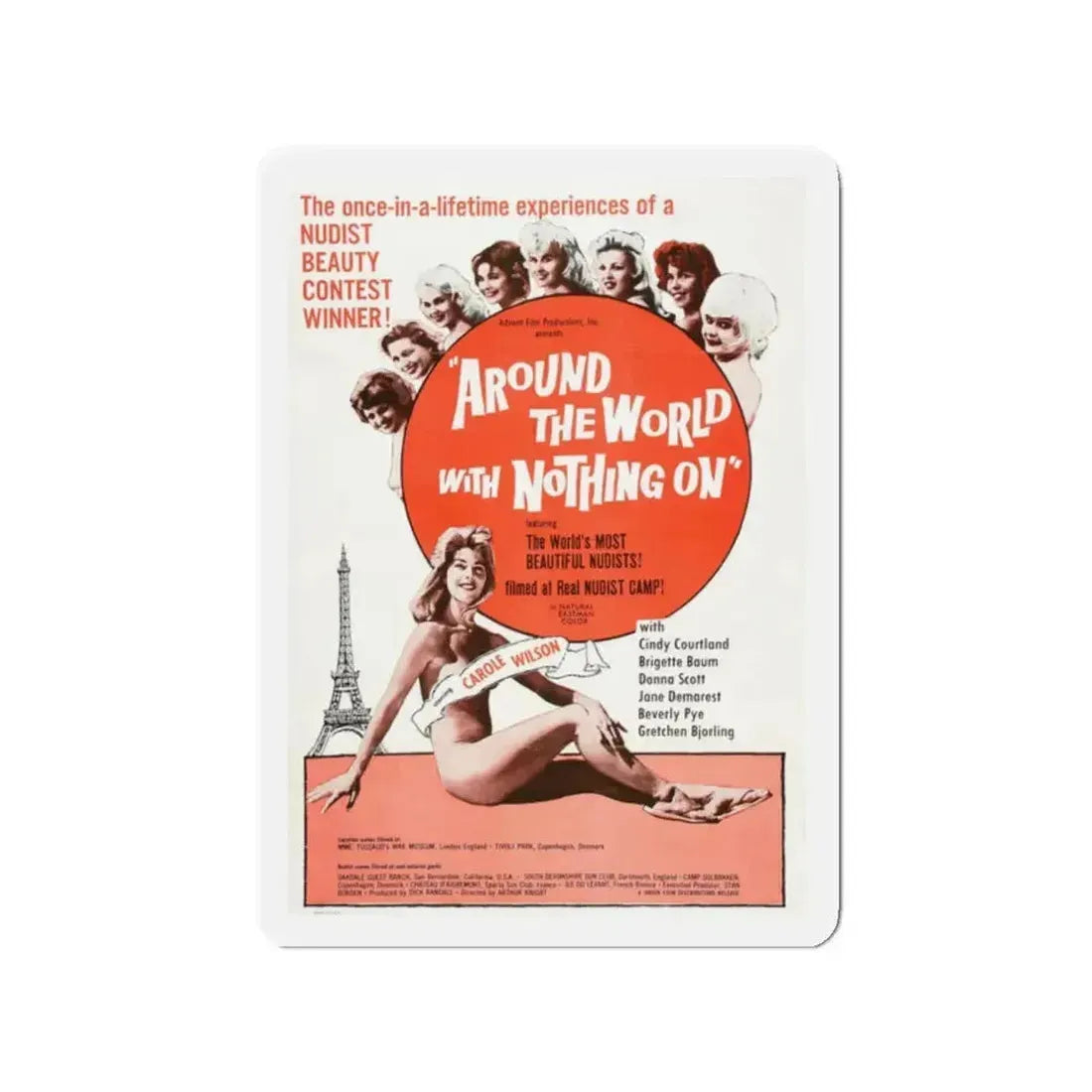 AROUND THE WORLD WITH NOTHING ON 1963 Movie Poster - Refrigerator Magnet - The Sticker Space