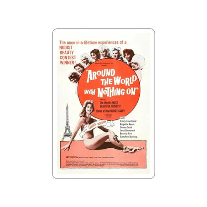 AROUND THE WORLD WITH NOTHING ON 1963 Movie Poster STICKER Vinyl Die-Cut Decal 2 Inch - The Sticker Space