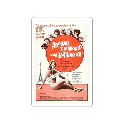 AROUND THE WORLD WITH NOTHING ON 1963 Movie Poster STICKER Vinyl Die-Cut Decal 6 Inch - The Sticker Space