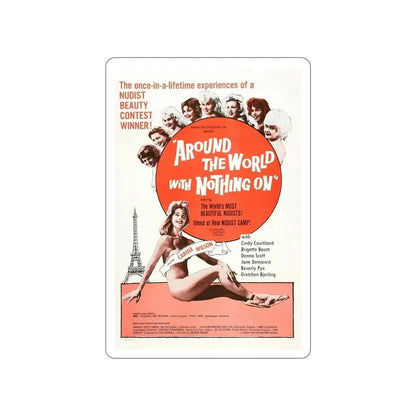 AROUND THE WORLD WITH NOTHING ON 1963 Movie Poster STICKER Vinyl Die-Cut Decal - The Sticker Space