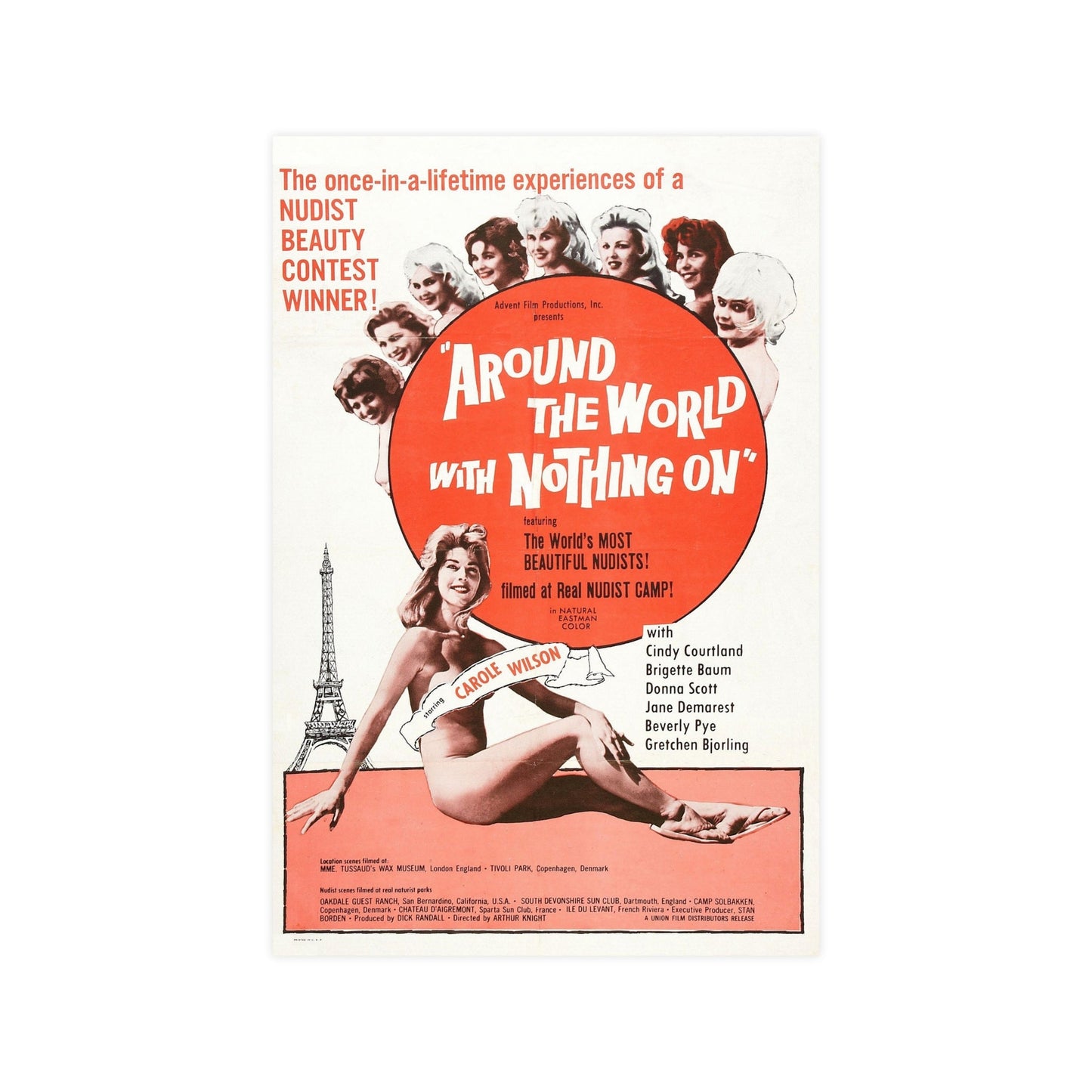 AROUND THE WORLD WITH NOTHING ON 1963 - Paper Movie Poster-12″ x 18″ (Vertical)-The Sticker Space