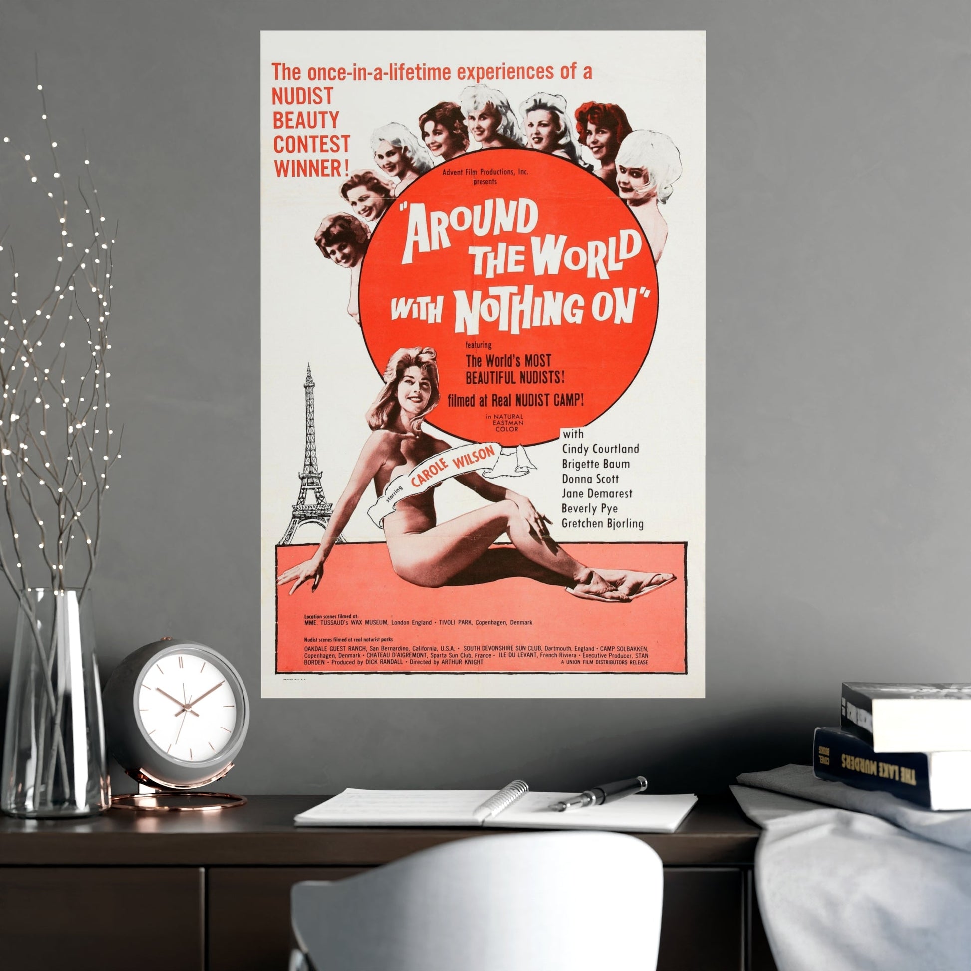AROUND THE WORLD WITH NOTHING ON 1963 - Paper Movie Poster-The Sticker Space