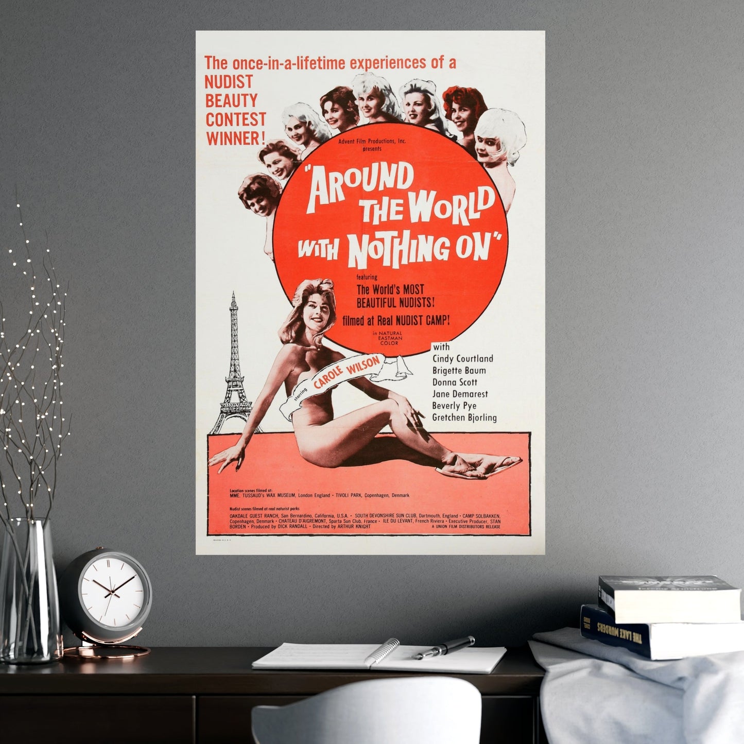 AROUND THE WORLD WITH NOTHING ON 1963 - Paper Movie Poster-The Sticker Space