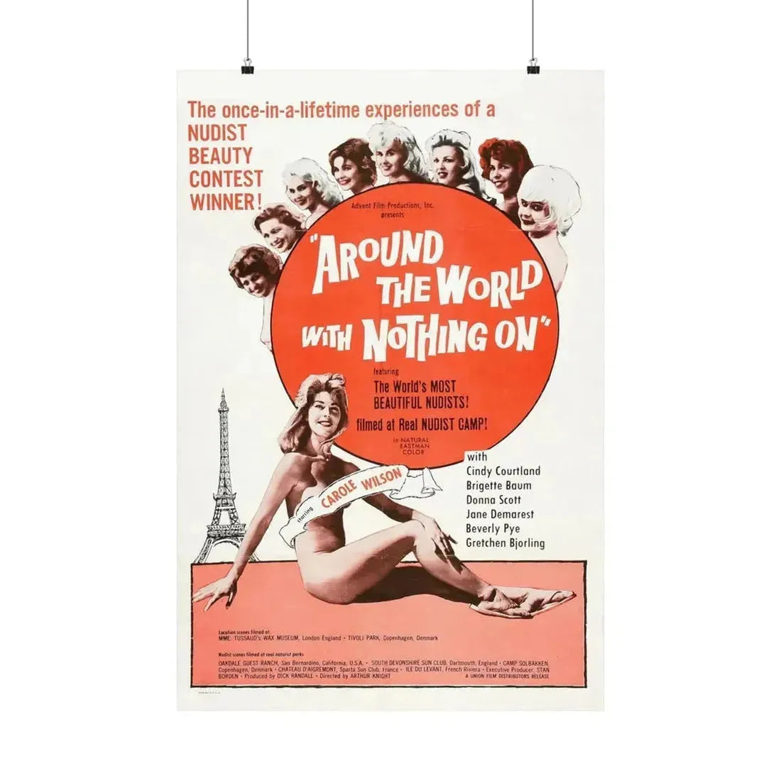 AROUND THE WORLD WITH NOTHING ON 1963 - Paper Movie Poster - The Sticker Space