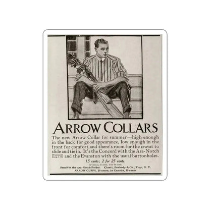 Arrow Collars Magazine Ad, Life magazine, March 24, 1910 (Magazine Illustration) STICKER Vinyl Die-Cut Decal - The Sticker Space
