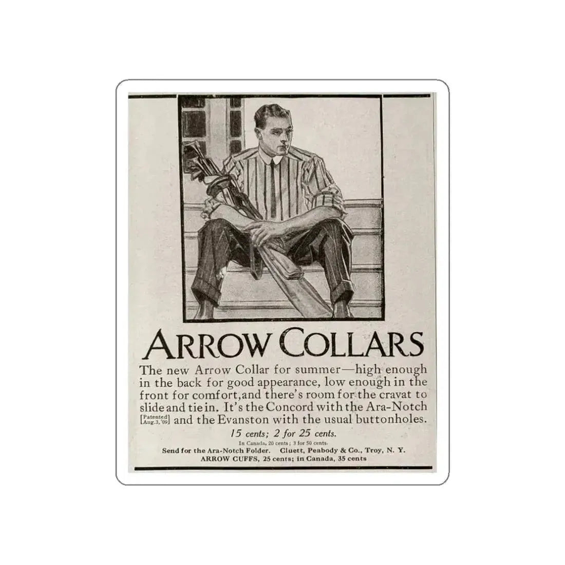 Arrow Collars Magazine Ad, Life magazine, March 24, 1910 (Magazine Illustration) STICKER Vinyl Die-Cut Decal White Die-Cut 3 Inch - The Sticker Space
