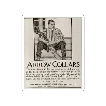 Arrow Collars Magazine Ad, Life magazine, March 24, 1910 (Magazine Illustration) STICKER Vinyl Die-Cut Decal White Die-Cut 3 Inch - The Sticker Space