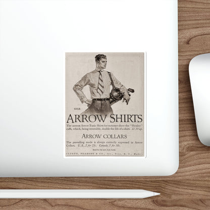 Arrow Collars Magazine Ad, The Saturday Evening Post, June 7, 1913 (Magazine Illustration) STICKER Vinyl Die-Cut Decal-The Sticker Space