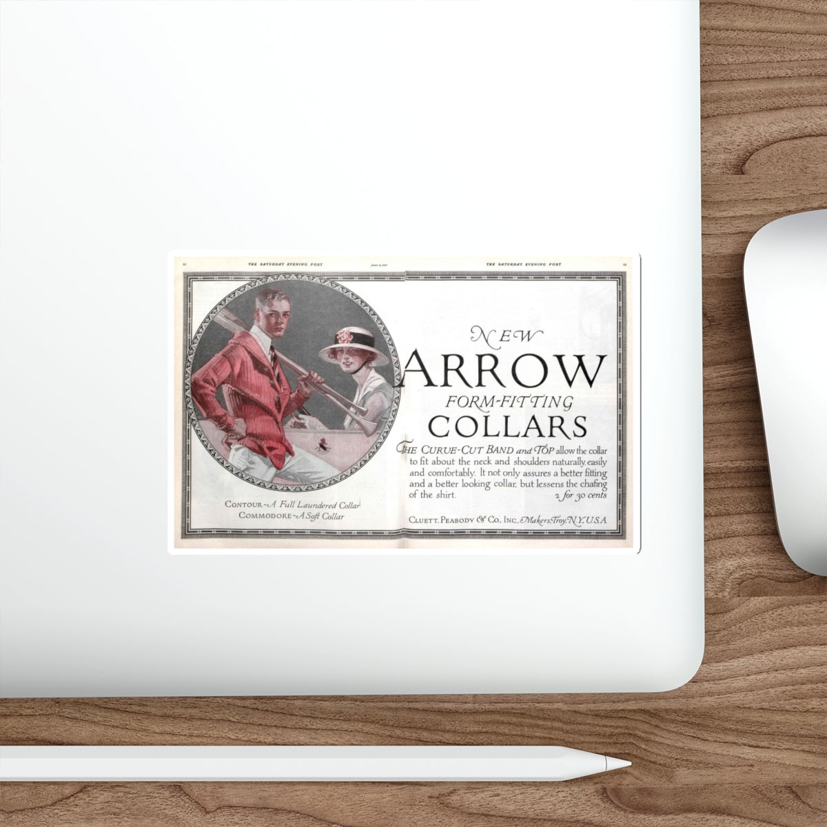 Arrow Collars Magazine Ad, The Saturday Evening Post, June 9, 1917 (Magazine Illustration) STICKER Vinyl Die-Cut Decal-The Sticker Space