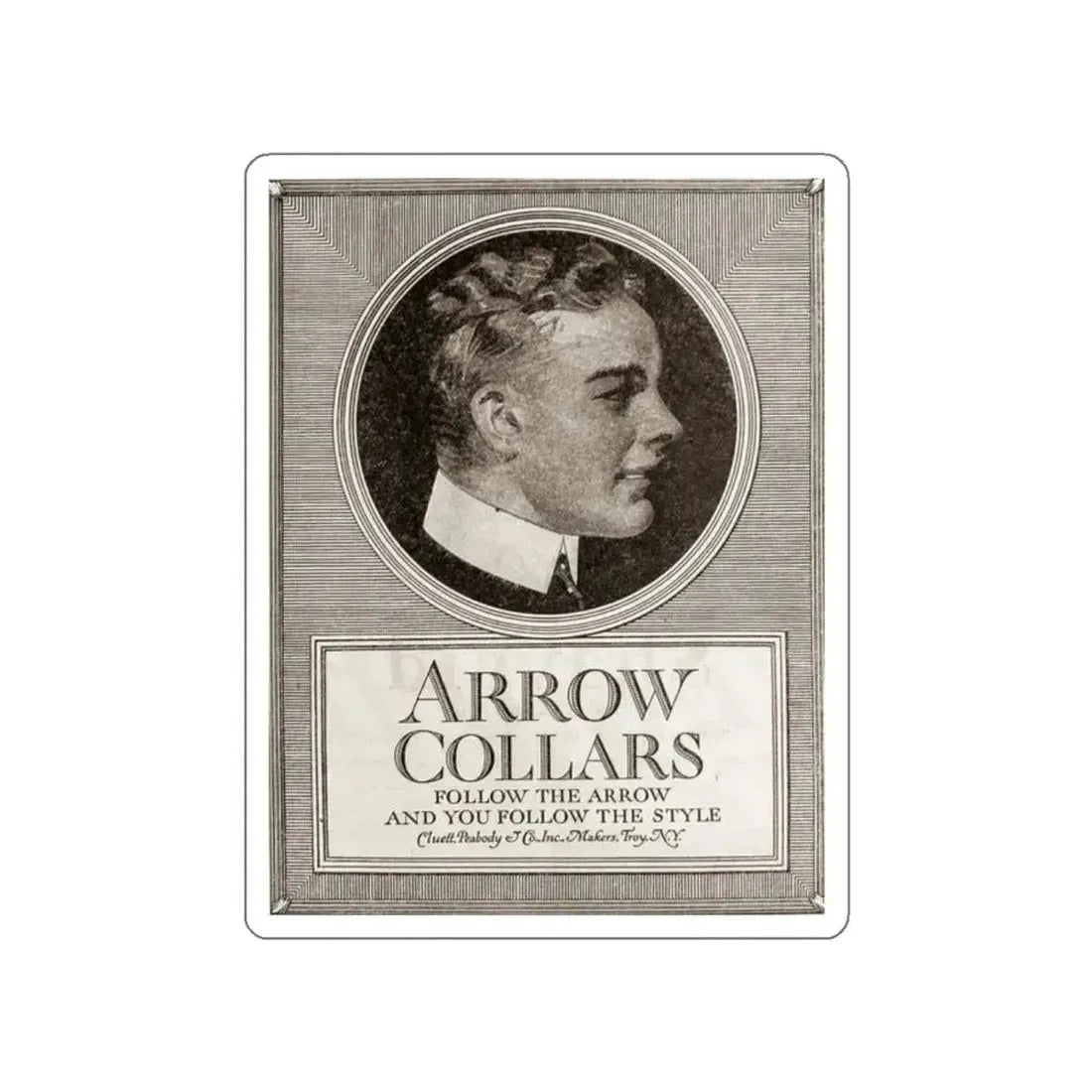 Arrow Collars, The Saturday Evening Post, March 6, 1920 (Magazine Illustration) STICKER Vinyl Die-Cut Decal White Die-Cut 2 Inch - The Sticker Space