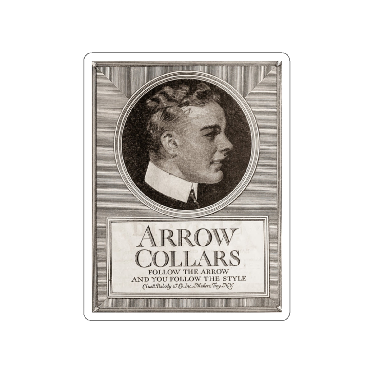 Arrow Collars, The Saturday Evening Post, March 6, 1920 (Magazine Illustration) STICKER Vinyl Die-Cut Decal-White-The Sticker Space