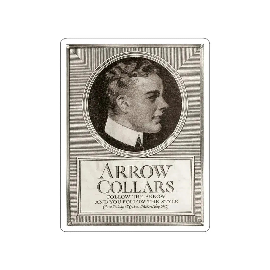 Arrow Collars, The Saturday Evening Post, March 6, 1920 (Magazine Illustration) STICKER Vinyl Die-Cut Decal White Die-Cut 4 Inch - The Sticker Space