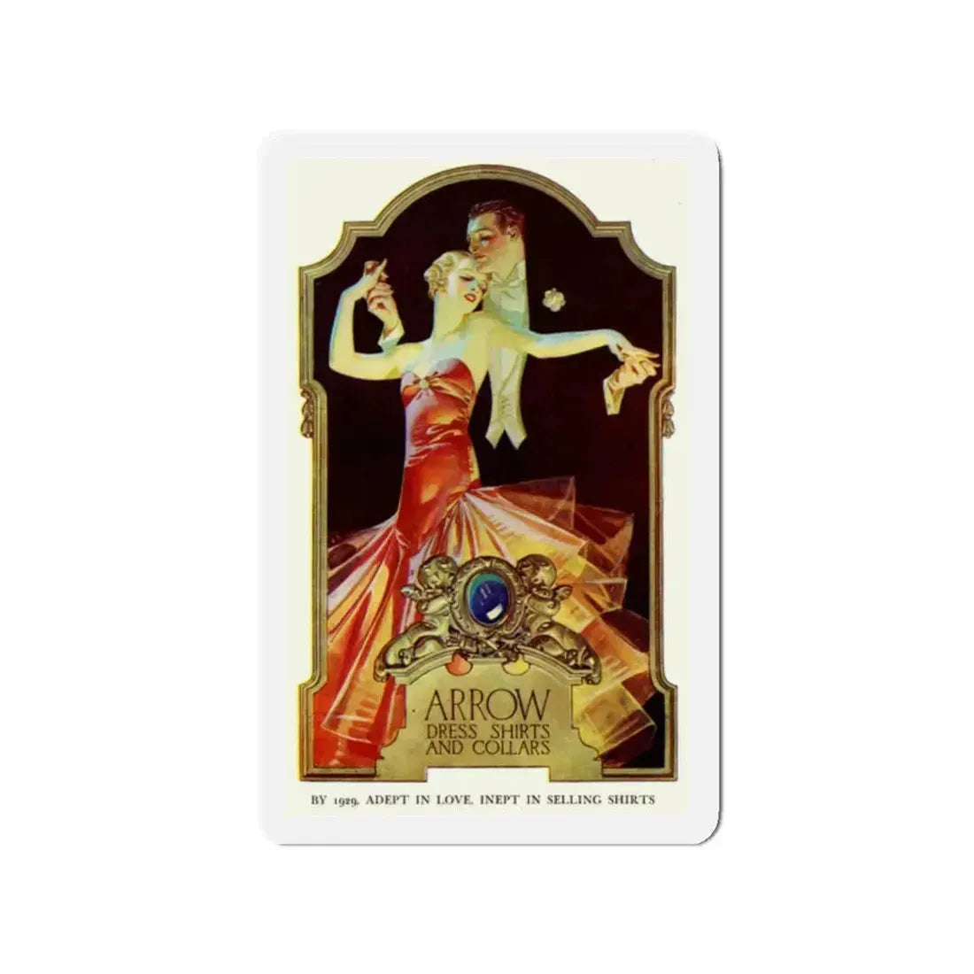 Arrow Dress Shirts and Collars ad, 1929 (Magazine Illustration) Refrigerator Magnet 2 Inch Die-Cut - The Sticker Space