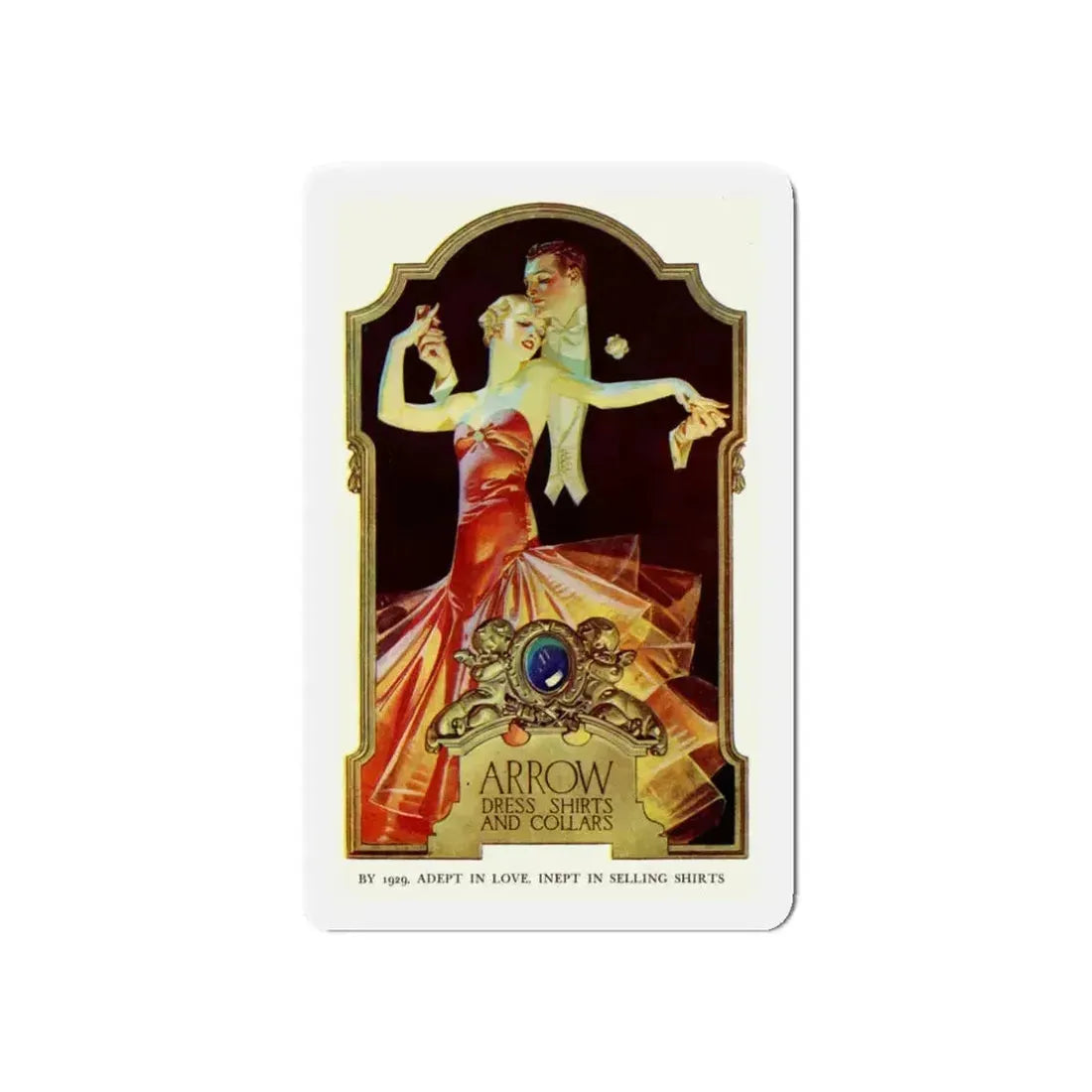 Arrow Dress Shirts and Collars ad, 1929 (Magazine Illustration) Refrigerator Magnet 3 Inch Die-Cut - The Sticker Space