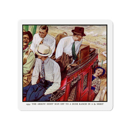 Arrow Shirt Heading To The Dude Ranch, 1934 (Magazine Illustration) Refrigerator Magnet-2" x 2"-The Sticker Space