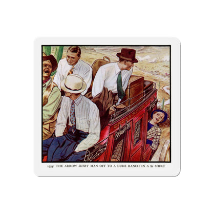 Arrow Shirt Heading To The Dude Ranch, 1934 (Magazine Illustration) Refrigerator Magnet-4" x 4"-The Sticker Space