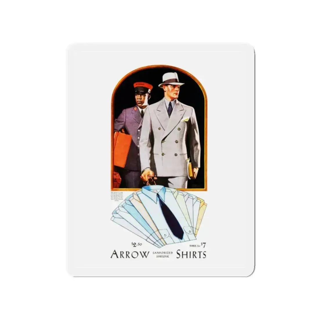 Arrow Shirts ad, Collier's, May 9, 1931 (Magazine Illustration) Refrigerator Magnet 2 Inch Die-Cut - The Sticker Space