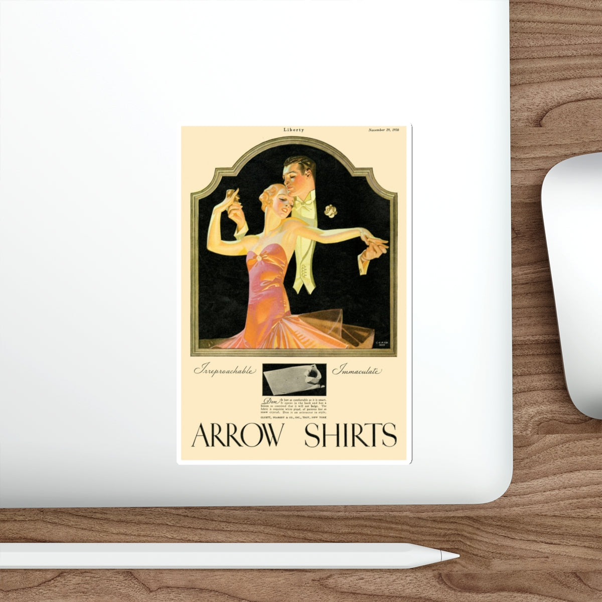 Arrow Shirts advertisement, 1930 (Magazine Illustration) STICKER Vinyl Die-Cut Decal-The Sticker Space