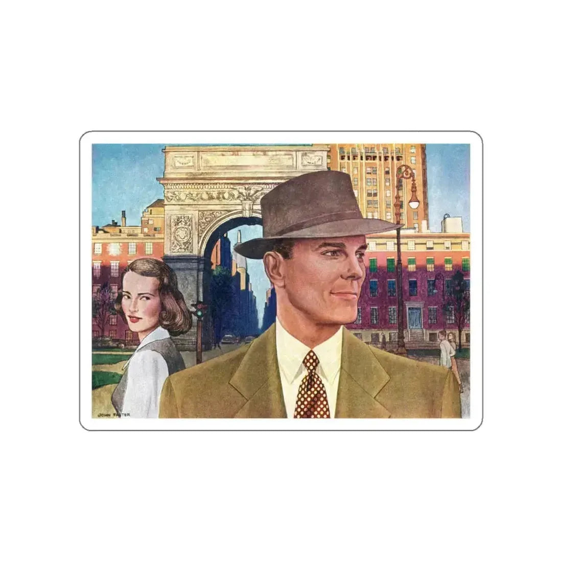 Arrow Shirts advertisement, 1948 (Magazine Illustration) STICKER Vinyl Die-Cut Decal White Die-Cut 5 Inch - The Sticker Space