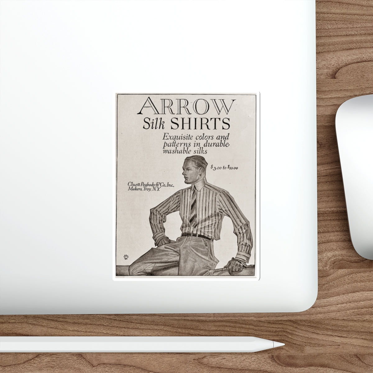 Arrow Silk Shirts (1914) (Magazine Illustration) STICKER Vinyl Die-Cut Decal-The Sticker Space