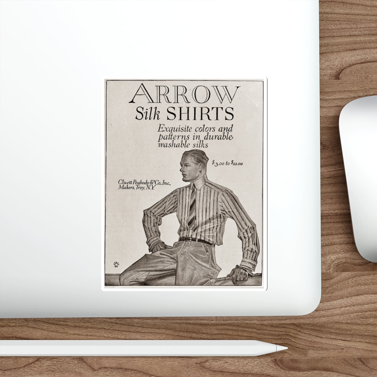 Arrow Silk Shirts (1914) (Magazine Illustration) STICKER Vinyl Die-Cut Decal-The Sticker Space